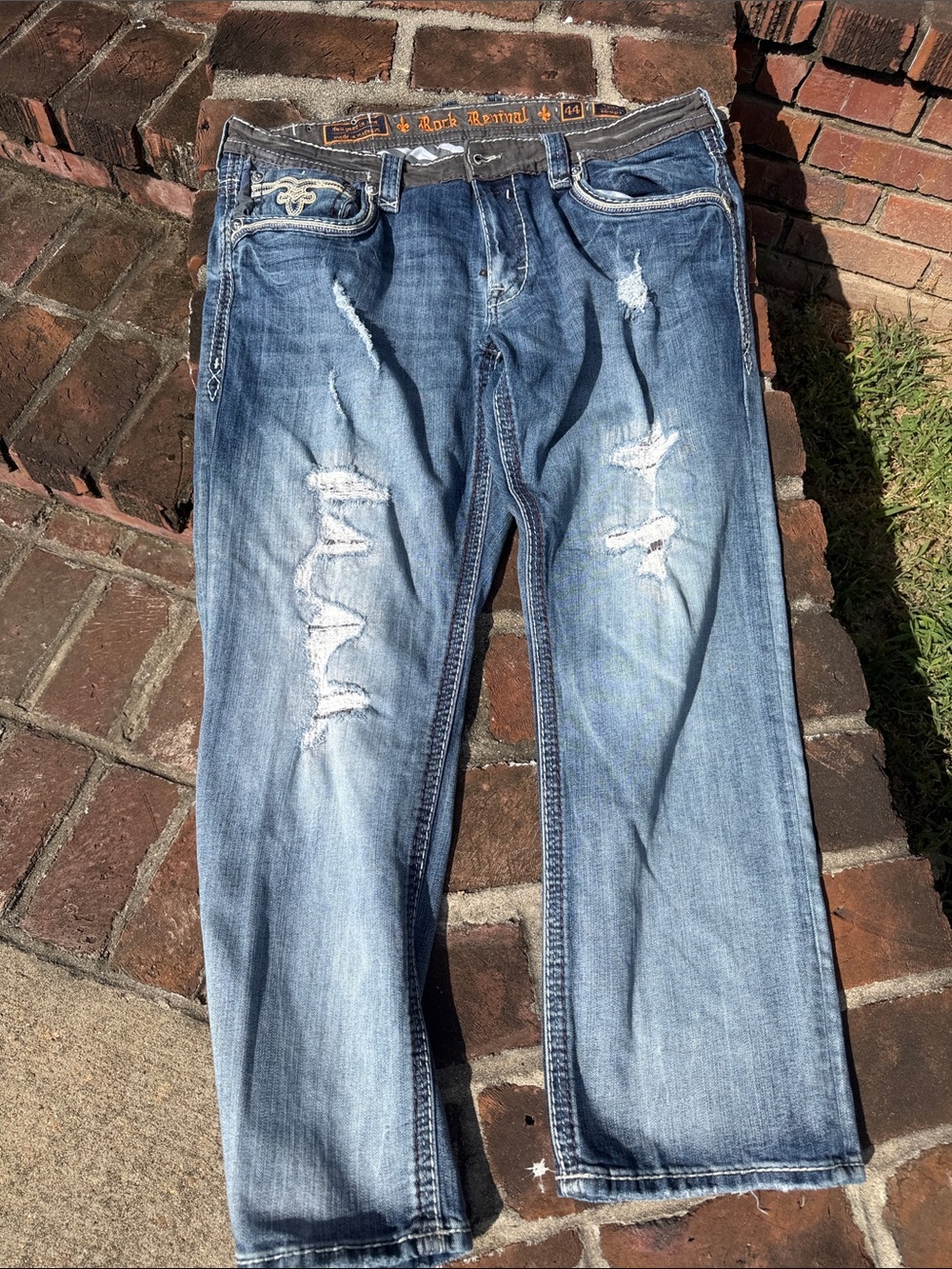 Rock Revival "Tyme" straight leg blue jeans size 44 - Picture 8 of 8